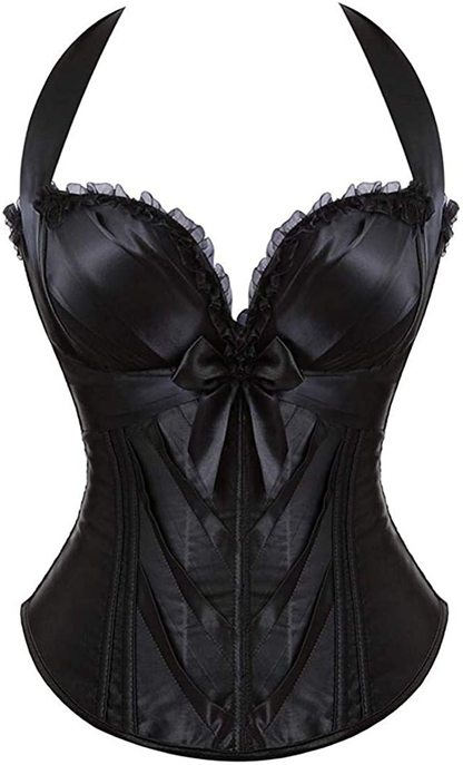 Blidece Women'S Sexy Boned Lace up Push up Shapewear Top Overbust Corset Bustier Apparel & Accessories > Clothing > Underwear & Socks > Lingerie Blidece Black Retro Small 