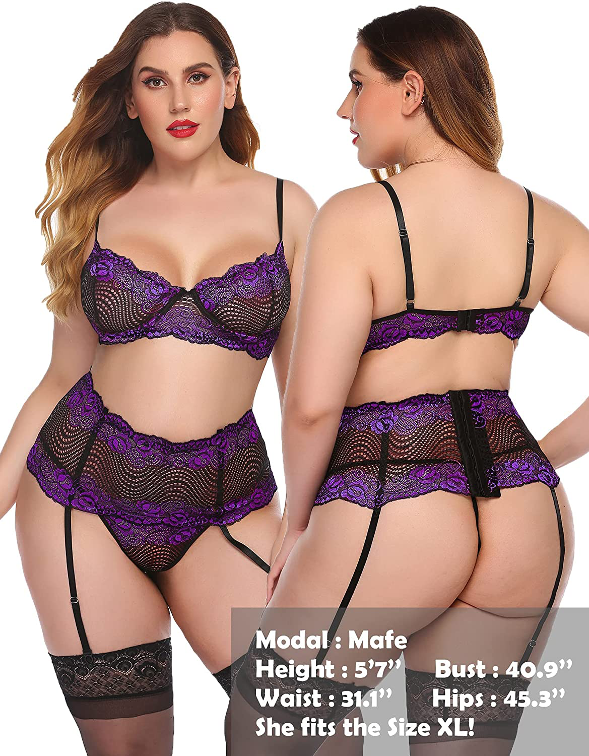 Avidlove Women Lingerie Set with Garter Belts Sexy Bra and Panty Underwire Lingerie Sets Apparel & Accessories > Clothing > Underwear & Socks > Lingerie Kylie Max   