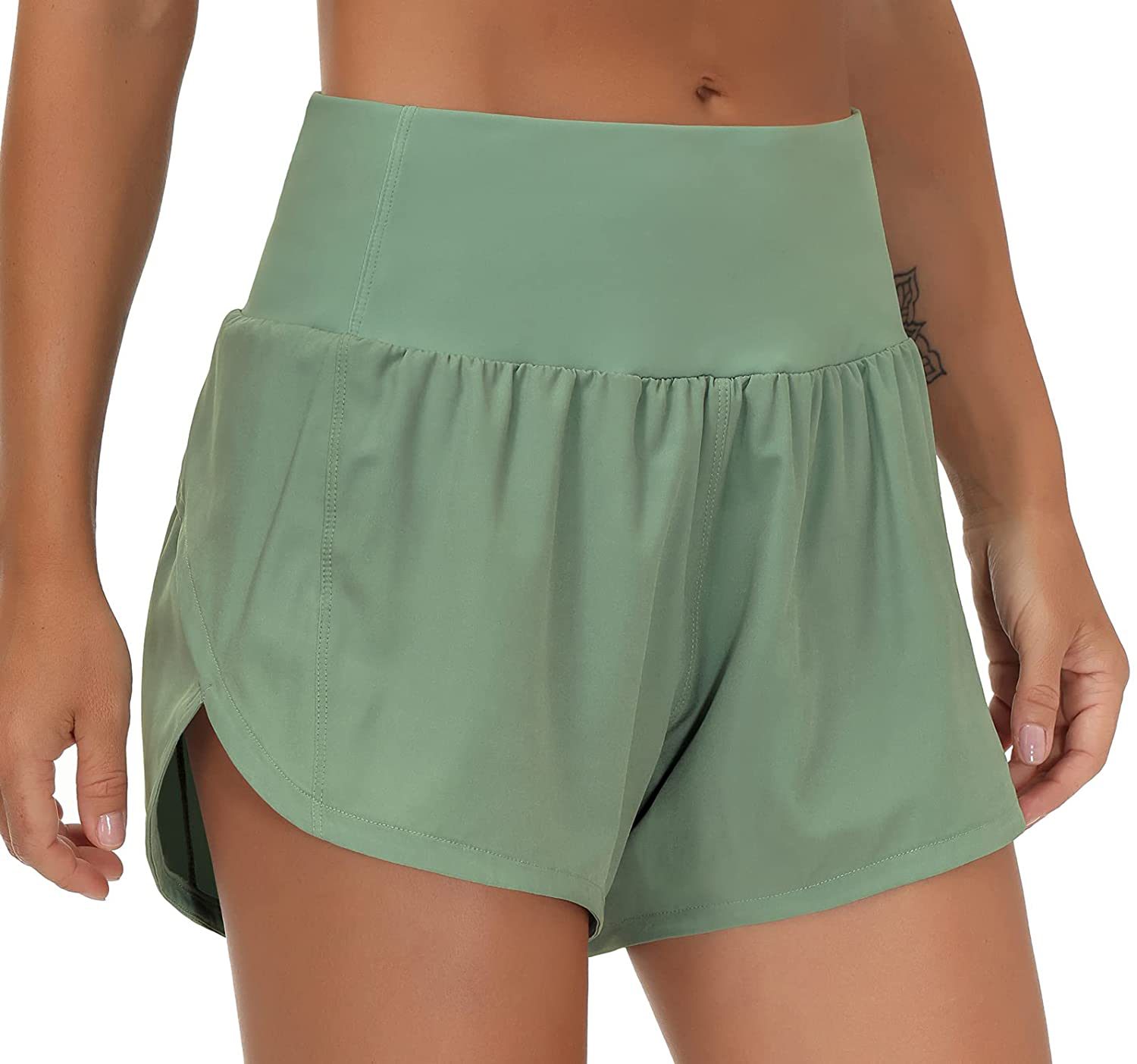 THE GYM PEOPLE Womens High Waisted Running Shorts Quick Dry Athletic Workout Shorts with Mesh Liner Zipper Pockets Apparel & Accessories > Clothing > Shorts Kylie Max   