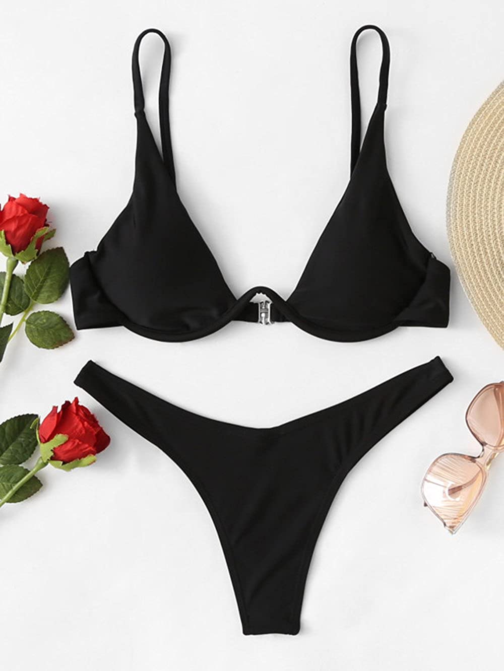 Verdusa Women'S Sexy Triangle Bathing Two Pieces Swimsuit Bikini Set Apparel & Accessories > Clothing > Underwear & Socks > Underwear Verdusa   