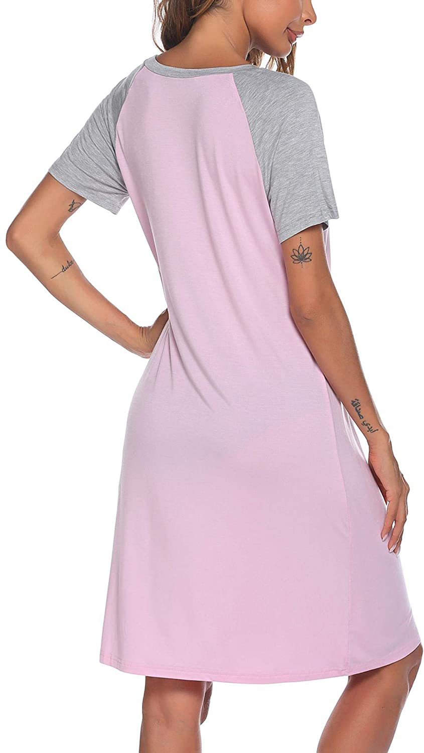 Ekouaer Womens Nightgowns Short Sleeve Nightshirts Printed Sleepwear Soft Sleep Shirts S-3XL Apparel & Accessories > Clothing > Sleepwear & Loungewear > Nightgowns Kylie Max   