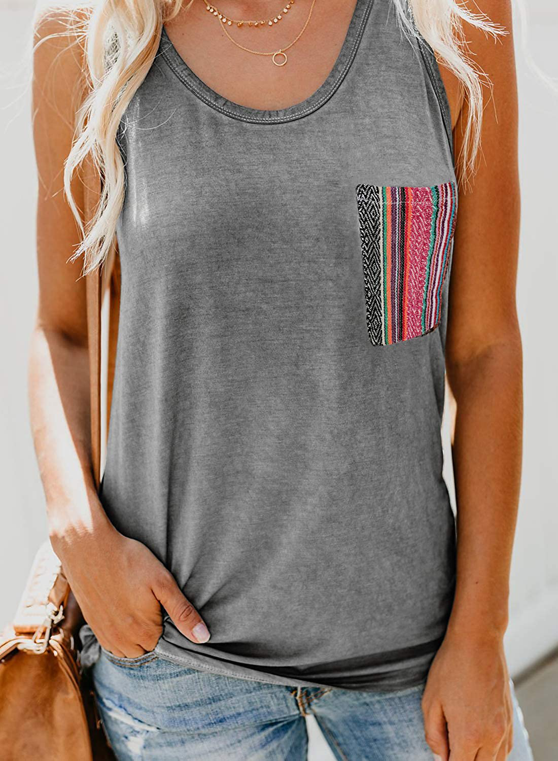 Dokotoo Womens Crew Neck Tank Tops Summer Leopard Detail Print Top Casual Cami Shirts Blouses S-XXL Apparel & Accessories > Clothing > Activewear Kylie Max   