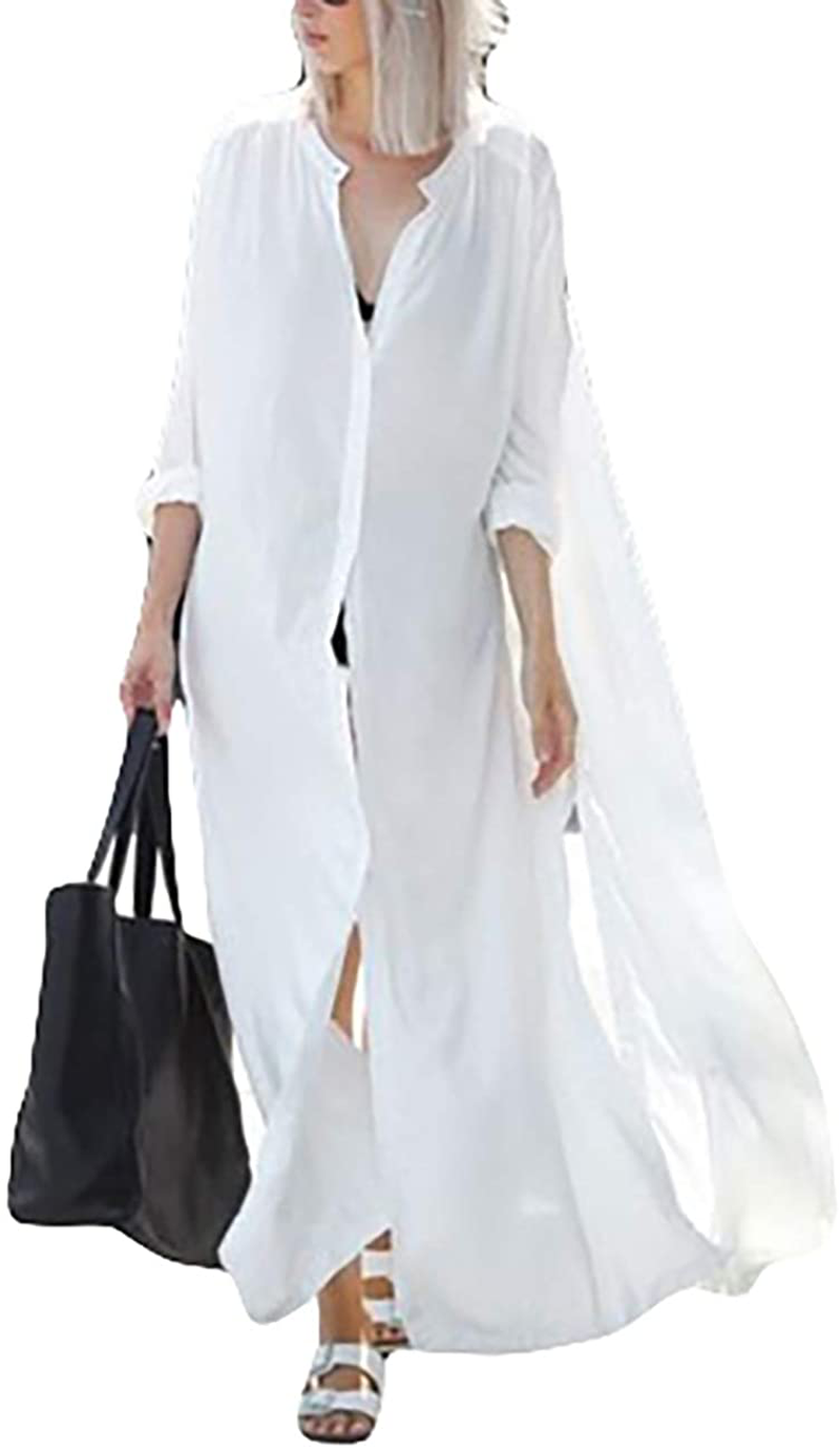 Bsubseach Womens Chiffon/Rayon Beach Blouses Kimono Cardigan Long Bikini Cover Up Apparel & Accessories > Clothing > Swimwear Kylie Max   