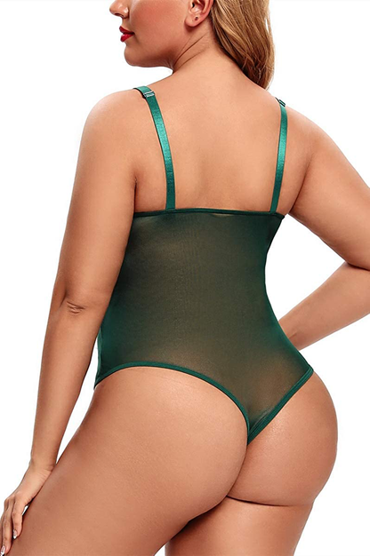 Plus Size Lingerie for Women Sexy Eyelash Lace Bodysuit Naughty Mesh One Piece Teddy Outfits Apparel & Accessories > Clothing > Underwear & Socks > Lingerie Ella Lust   