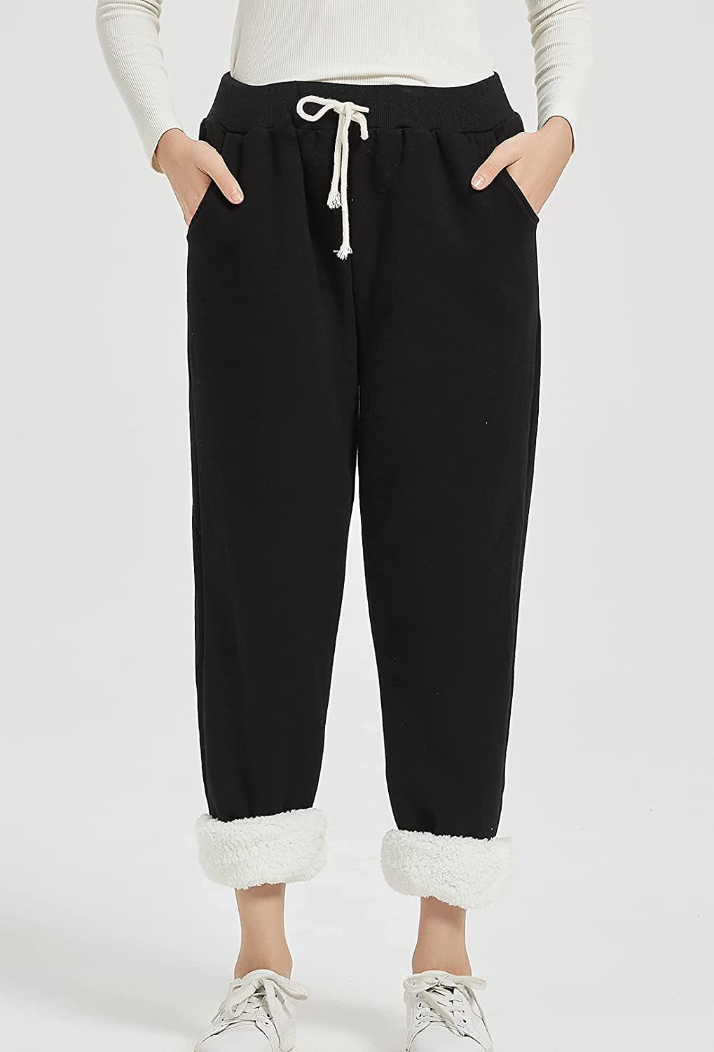 Flygo Women'S Winter Warm Fleece Joggers Pants Sherpa Lined Athletic Active Sweatpants Apparel & Accessories > Clothing > Activewear Kylie Max   
