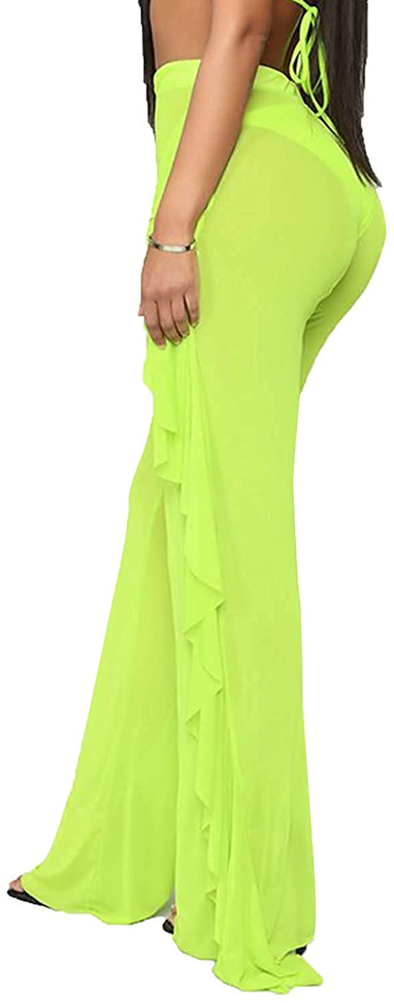 Willow Dance Women'S Perspective Sheer Mesh Ruffle Pants Swimsuit Bikini Bottom Cover up Pants Apparel & Accessories > Clothing > Swimwear Kylie Max   