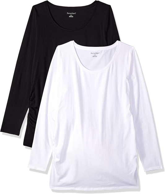 Motherhood Maternity Women'S Bumpstart 2 Pack Long Sleeve Tee Shirts Apparel & Accessories > Clothing > Activewear Kylie Max   