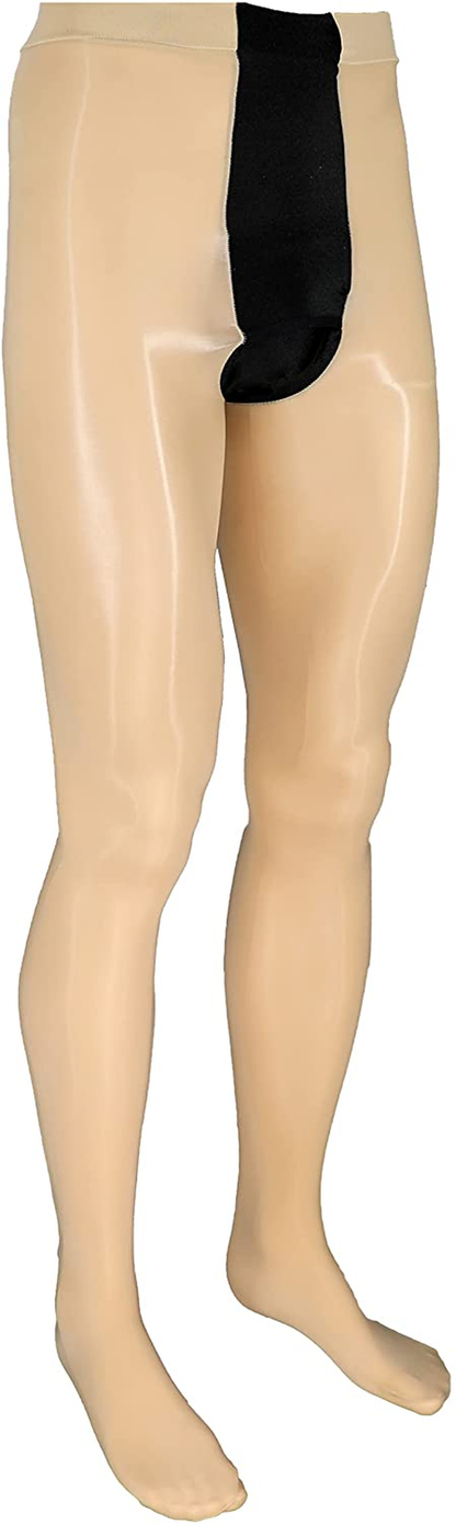 Glossy Mens Pantyhose with Fly Pouch Apparel & Accessories > Clothing > Underwear & Socks > Shapewear Generic Nude (1 Pair) X-Large 