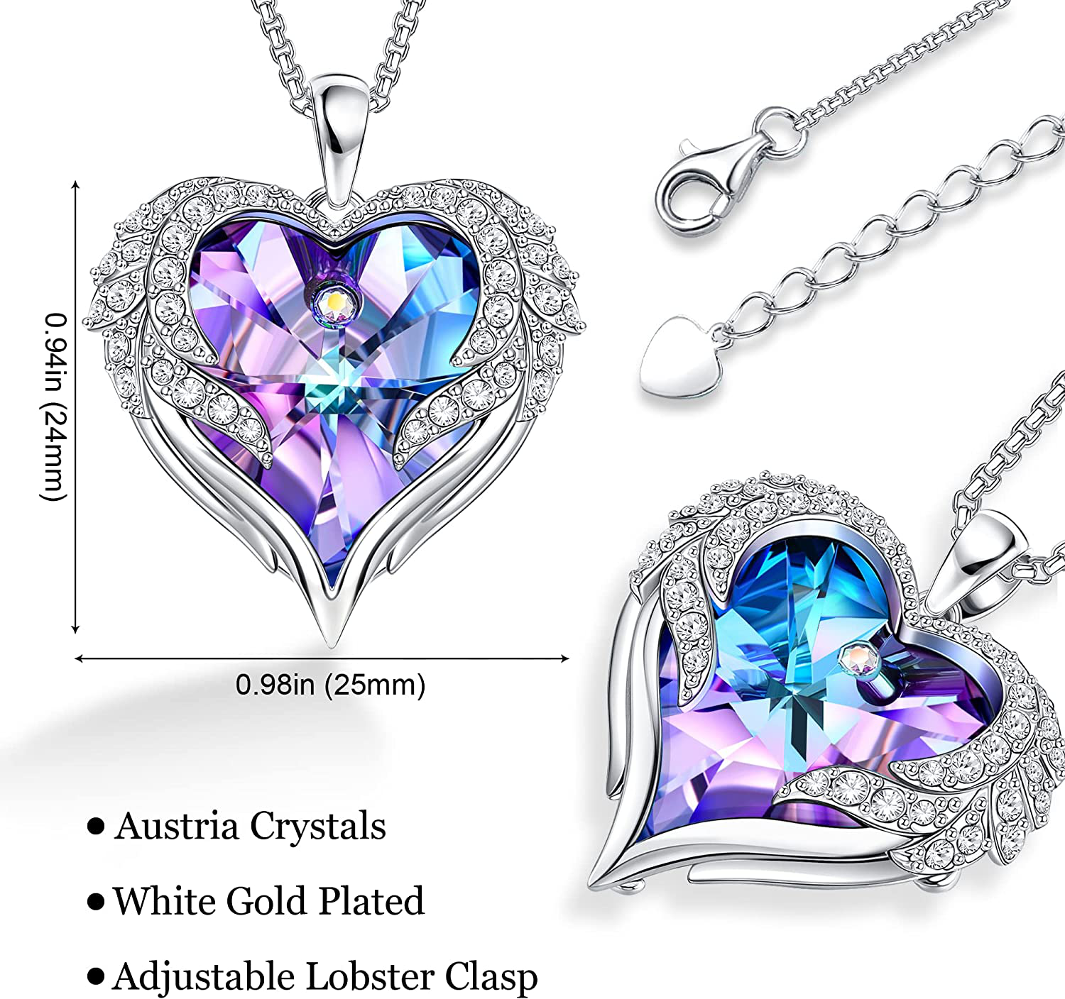 Preserved Real Rose with Angel Wings Necklaces for Women Enchanted Rose Flower Gifts for Mom Her Girlfriend Gifts Wife On Birthday Gifts for Women Anniversary Christmas Mothers Valentines Day (Red) Arts & Entertainment > Party & Celebration > Gift Giving NEWNOVE   