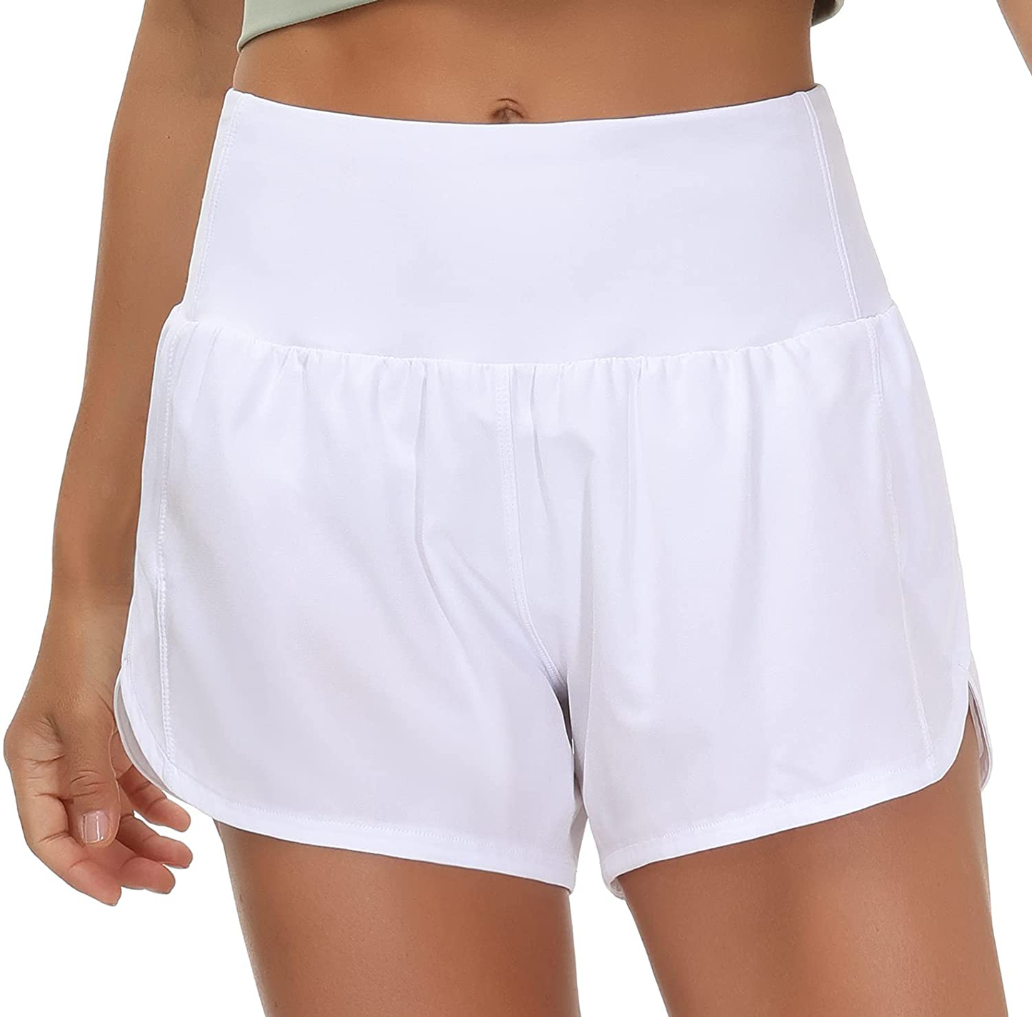 THE GYM PEOPLE Womens High Waisted Running Shorts Quick Dry Athletic Workout Shorts with Mesh Liner Zipper Pockets Apparel & Accessories > Clothing > Shorts Kylie Max   