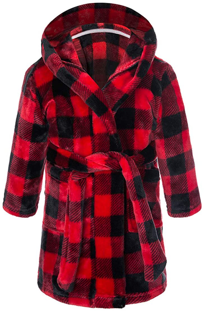 Kids Coral Fleece Robe with Slippers Boys Girls Soft Plush Hooded Bathrobe & Slipper Set Toddlers Apparel & Accessories > Clothing > Sleepwear & Loungewear > Robes Kylie Max   