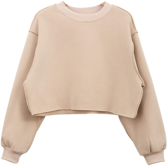 Women Pullover Cropped Hoodies Long Sleeves Sweatshirts Casual Crop Tops for Spring Autumn Winter Apparel & Accessories > Clothing > Activewear Kylie Max   