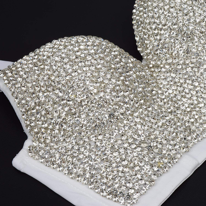ELLACCI Women'S Handmade Rhinestone Diamond Push up Bustier Crop Top Sexy Punk Corset Bra White Apparel & Accessories > Clothing > Underwear & Socks > Lingerie ELLACCI   