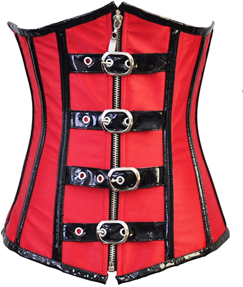 Blidece Women'S Fashion PU Leather Halter Shoulder Straps Underbust Corset Top Apparel & Accessories > Clothing > Underwear & Socks > Lingerie Blidece Red 3 XX-Large 