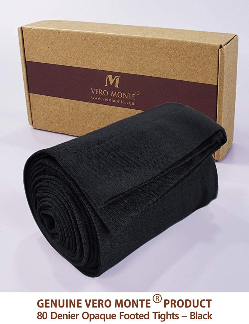 VERO MONTE 80D Opaque Tights for Women - 80 Denier Pantyhose Solid Footed Tights Apparel & Accessories > Clothing > Underwear & Socks > Shapewear VERO MONTE   