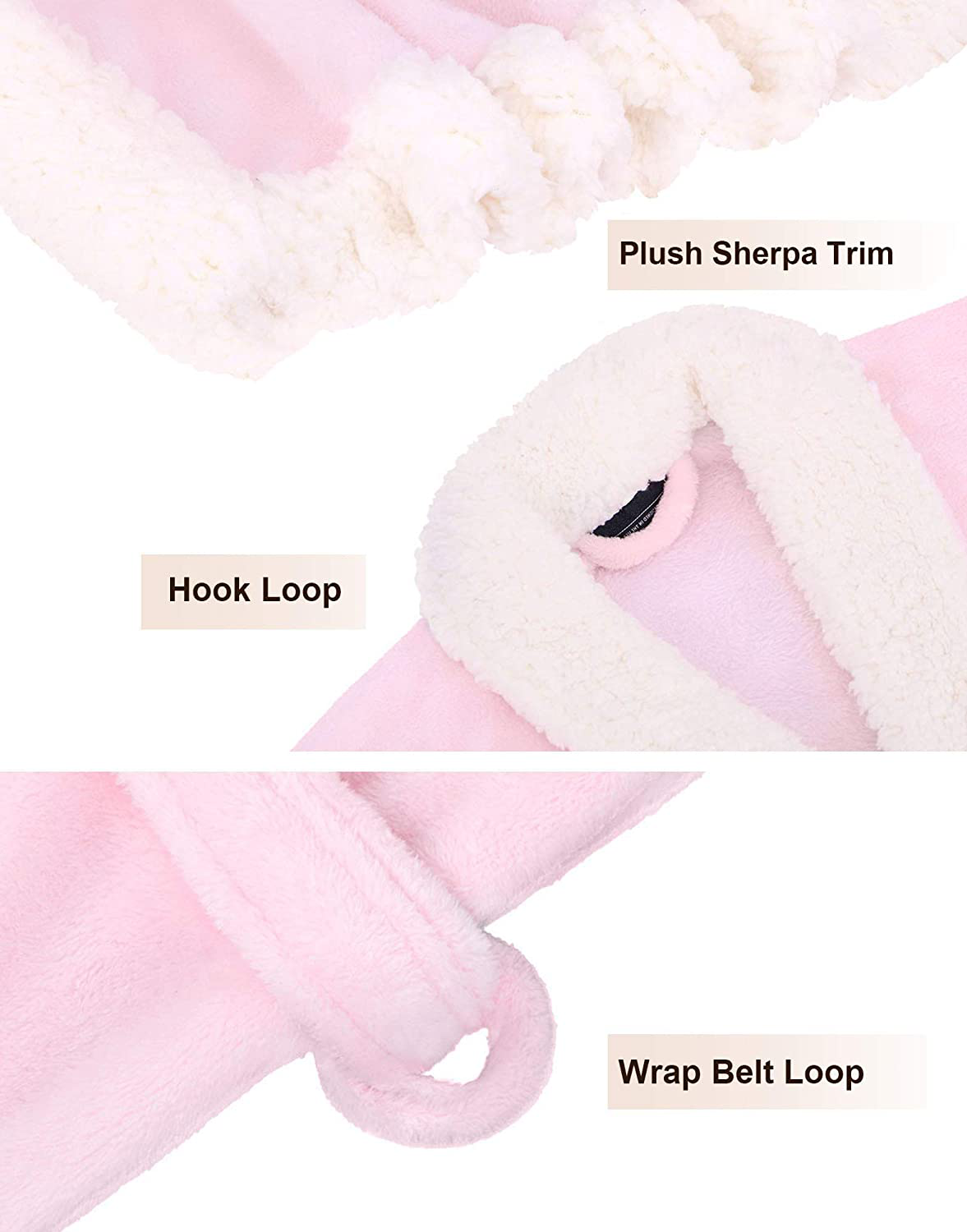 Burklett Luxury Sherpa Trim Fleece Long Bath Robe with Pocket Apparel & Accessories > Clothing > Sleepwear & Loungewear > Robes Kylie Max   