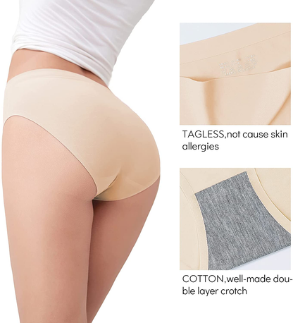 Fallsweet No Show Underwear for Women Seamless High Cut Briefs Mid-Waist Soft No Panty Lines,Pack of 5 Apparel & Accessories > Clothing > Underwear & Socks > Underwear FallSweet   