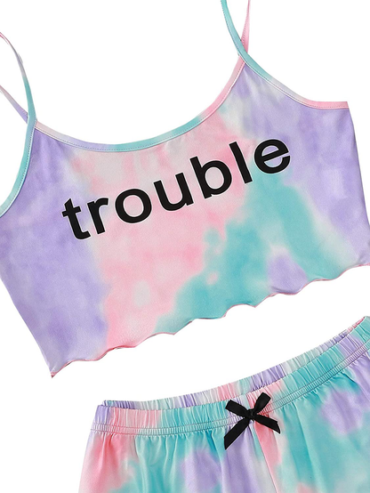 Shein Women'S Cute Cartoon Print Cami Top and Shorts Pajama Set Apparel & Accessories > Clothing > Sleepwear & Loungewear Kylie Max   