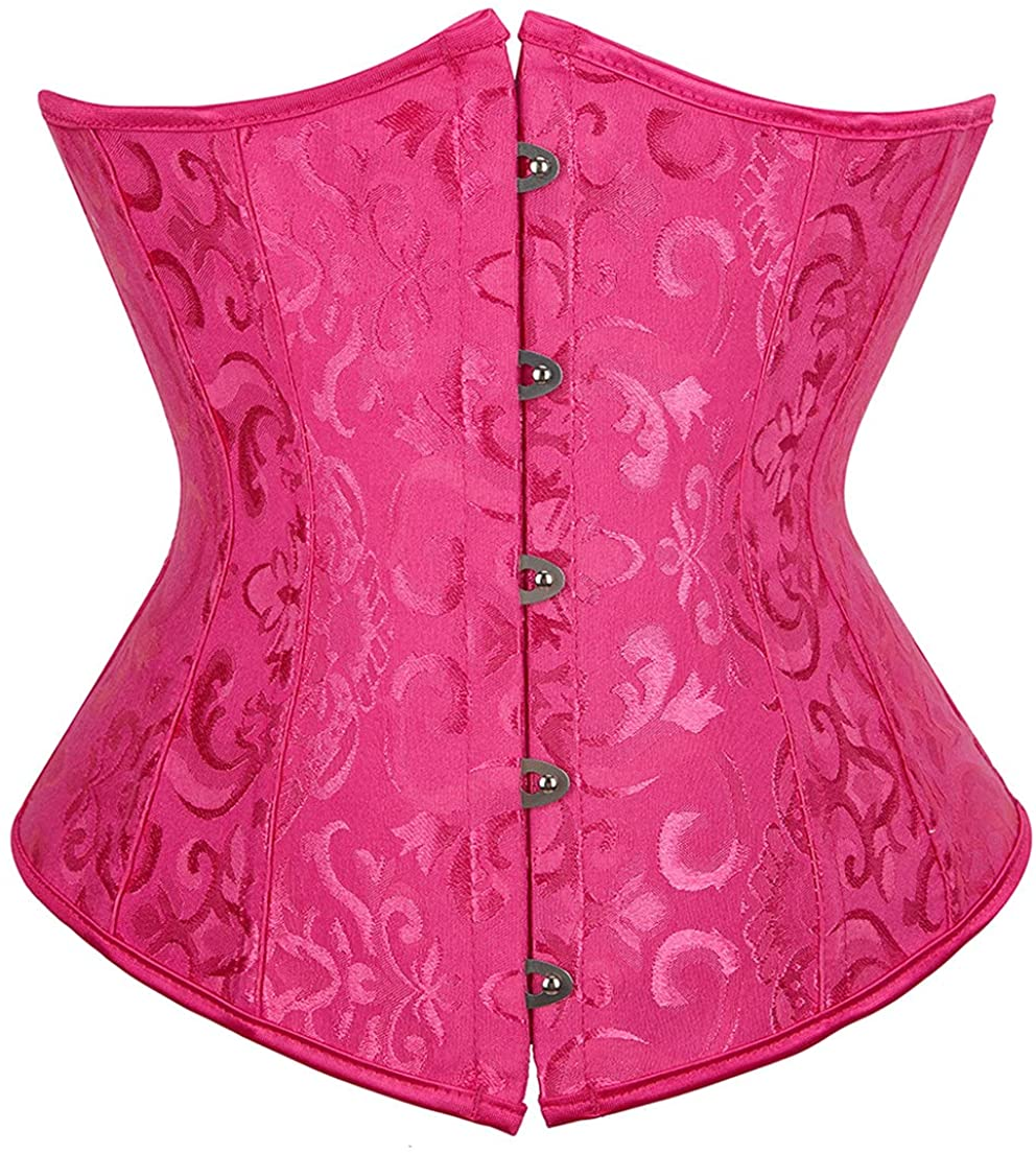 Frawirshau Women'S 9427 Lace up Boned Underbust Waist Trainer Corset Apparel & Accessories > Clothing > Underwear & Socks > Lingerie frawirshau Rose Red -9427 Waist:40"-41"/6XL 