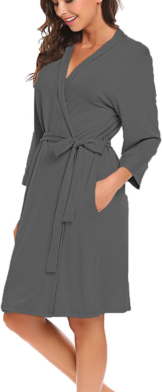 Bluetime Women Robe Soft Kimono Robes Bathrobe Sleepwear Loungewear Short Apparel & Accessories > Clothing > Sleepwear & Loungewear > Robes Kylie Max   