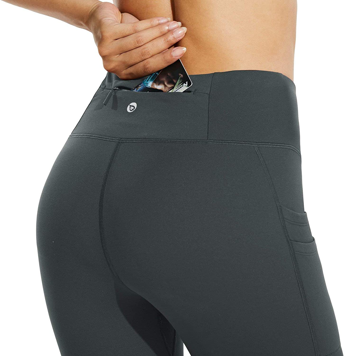 BALEAF Women's Fleece Lined Water Resistant Legging High Waisted Thermal Winter Hiking Running Pants Pockets Apparel & Accessories > Clothing > Activewear BALEAF   