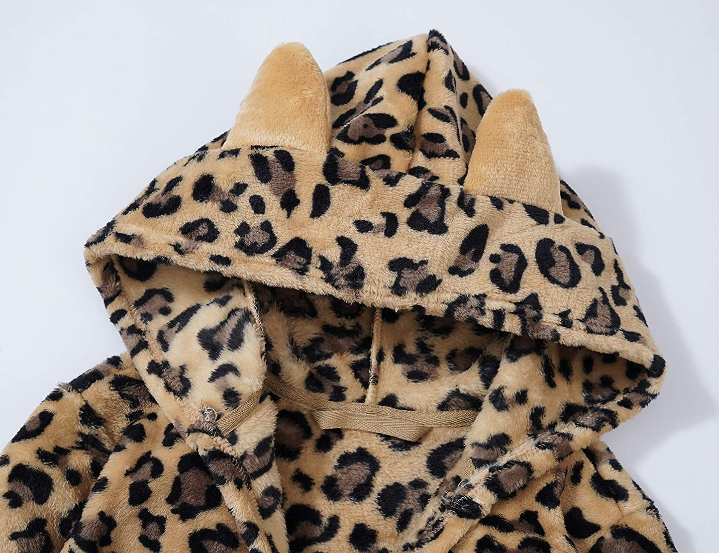 Leopard Cat Robe for Girls Fleece Toddler Kids Teen Hooded Bathrobe Size 4T - 18 Apparel & Accessories > Clothing > Sleepwear & Loungewear > Robes Kylie Max   