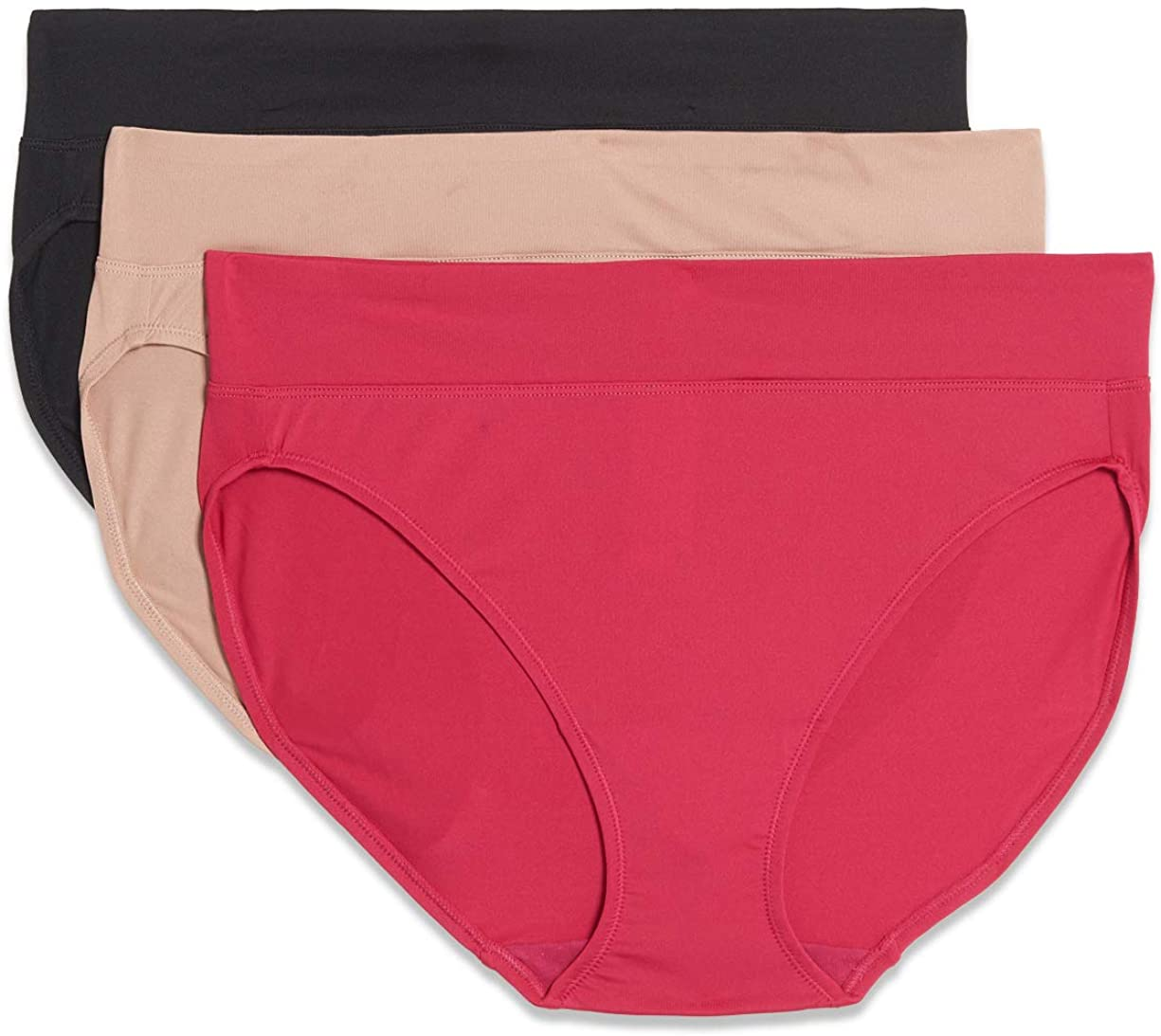 Warner'S Women'S Blissful Benefits Muffin Top Tailored Hi-Cut Panties Multipack Apparel & Accessories > Clothing > Underwear & Socks > Underwear Warner's Black/Toasted Almond/Vivacious X-Large 