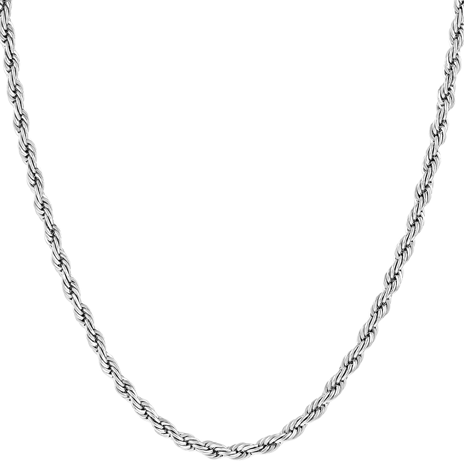LIFETIME JEWELRY 2mm Rope Chain Necklace 24k Real Gold Plated for Women and Men Arts & Entertainment > Party & Celebration > Gift Giving LIFETIME JEWELRY White Gold 16.0 Inches 