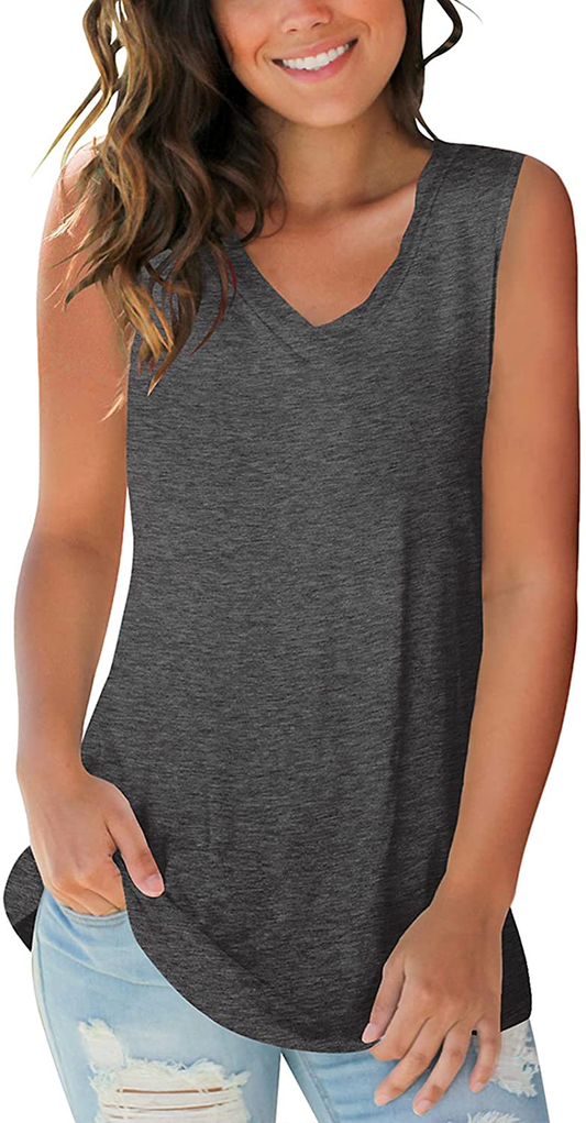 SAMPEEL Tank Tops for Women Trendy V Neck Basic Sleeveless Tee Shirts Women Casual Apparel & Accessories > Clothing > Activewear Kylie Max   
