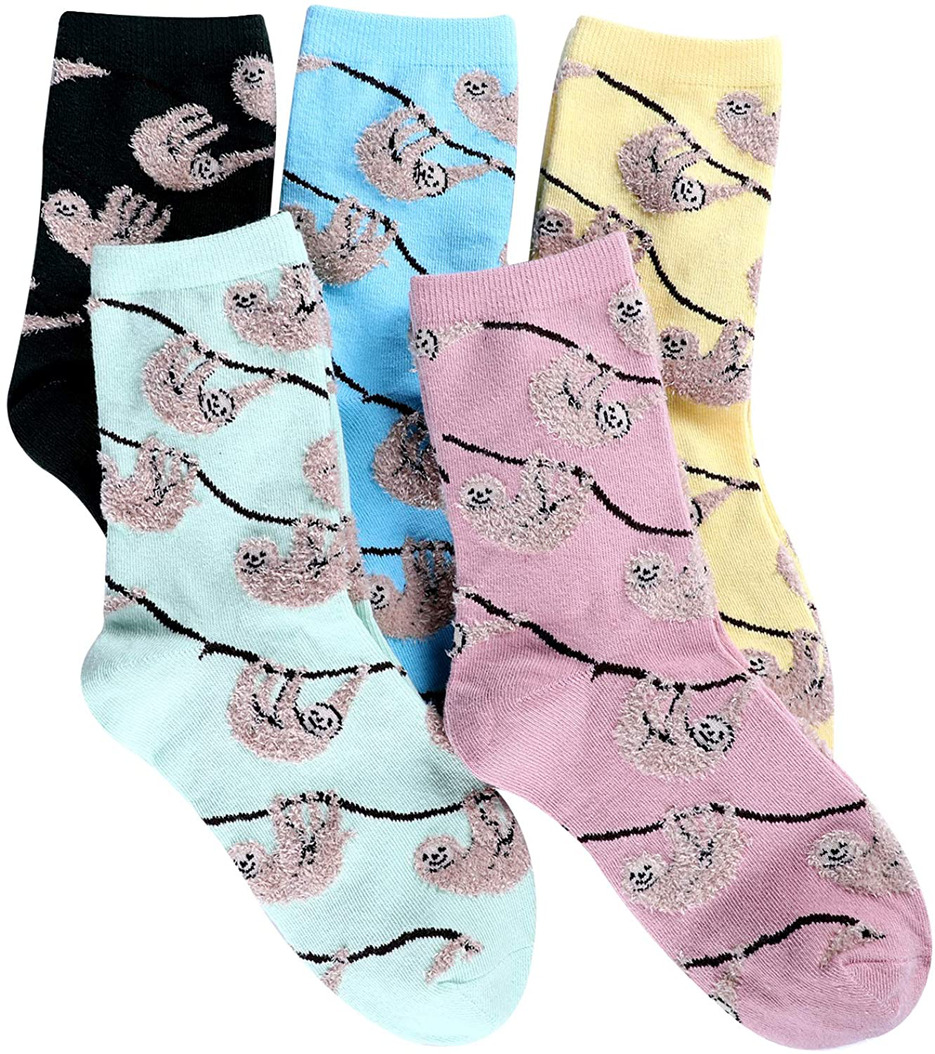 Jeasona Women's Fun Socks Cute Cat Animals Funny Funky Novelty Cotton Gifts Arts & Entertainment > Party & Celebration > Gift Giving Jeasona Multicolored Sloth  