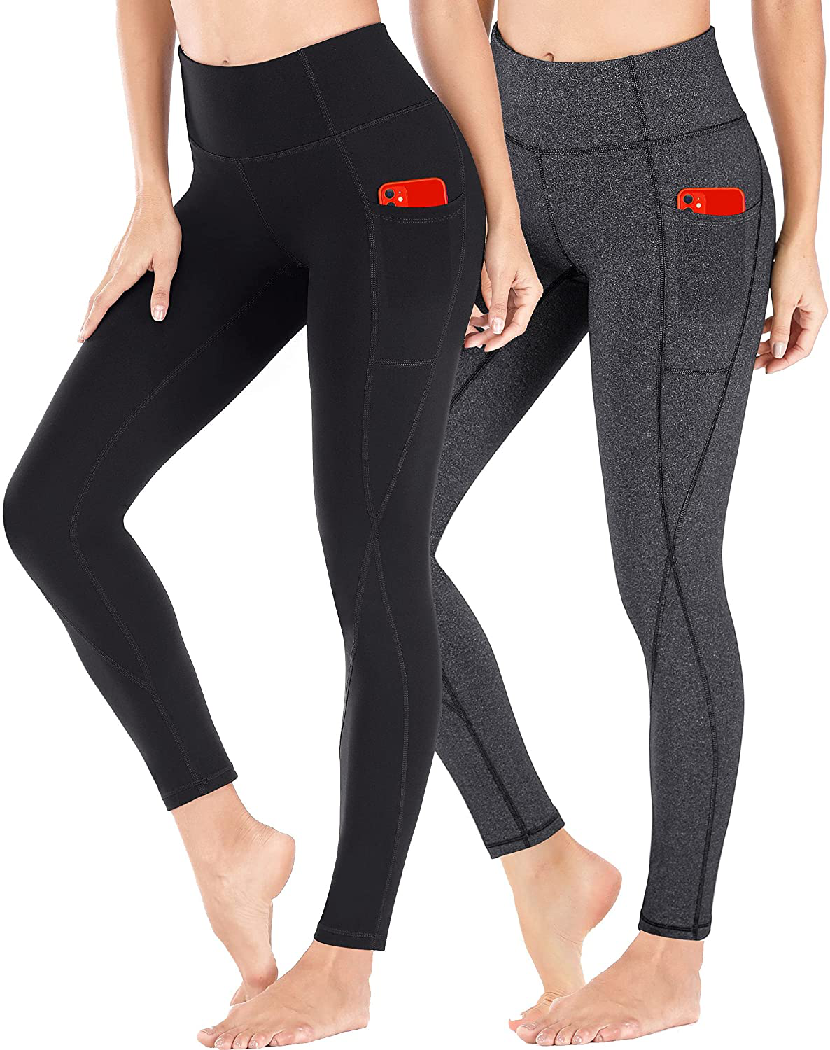 Heathyoga Yoga Pants for Women with Pockets High Waisted Leggings with Pockets for Women Workout Leggings for Women Apparel & Accessories > Clothing > Activewear Heathyoga 2 Pack Black&charcoal X-Large 