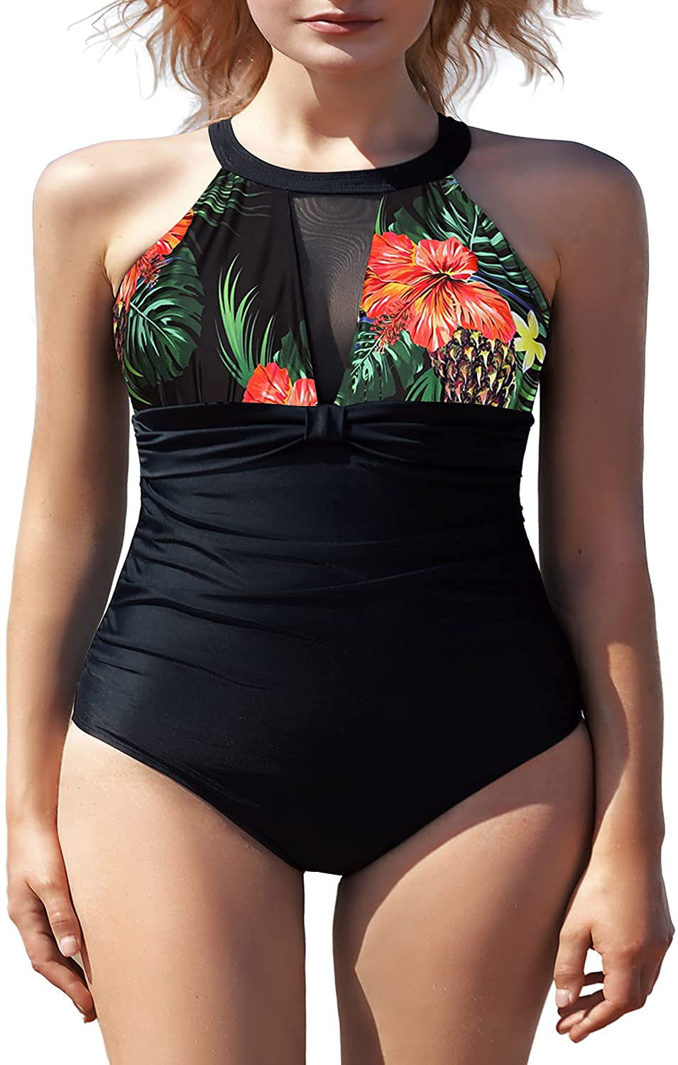 I2CRAZY Womens One Piece Swimsuits Mesh V Neck Monokini Bathing Suits Tummy Control Swimwear Apparel & Accessories > Clothing > Swimwear Kylie Max   