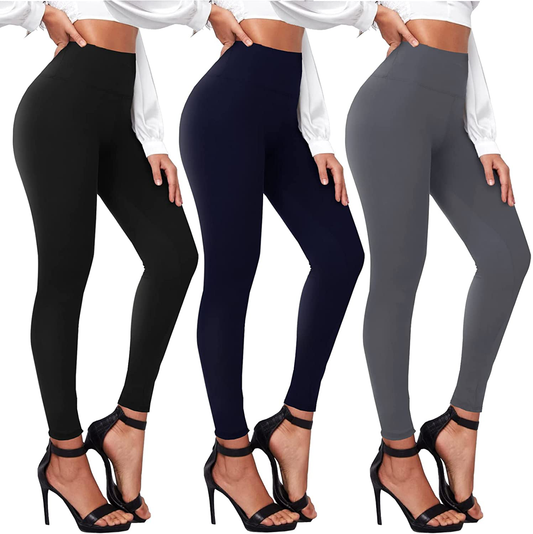 TNNZEET 3 Pack High Waisted Leggings for Women - Buttery Soft Workout Running Yoga Pants Apparel & Accessories > Clothing > Activewear TNNZEET Black/ Navy Blue/ Grey Small-Medium 