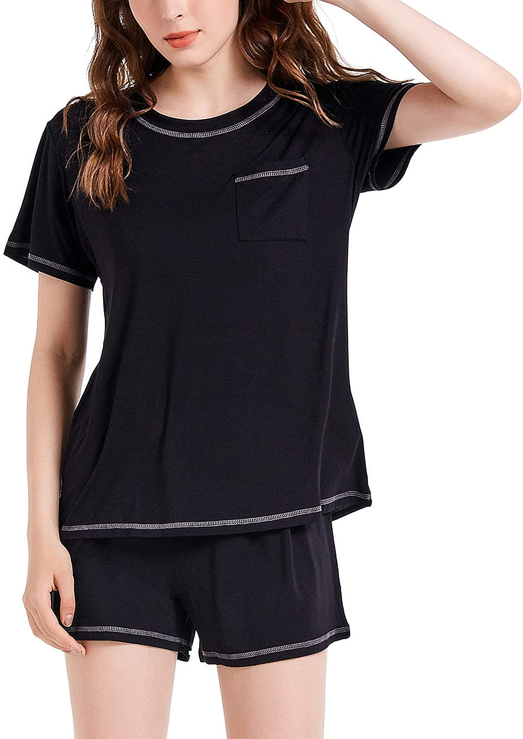 Eiggam Pajamas for Women Lounge Cotton Sleepwear Comfy Soft Long Button Down Pjs Set Pajamas Set Apparel & Accessories > Clothing > Sleepwear & Loungewear > Pajamas Eiggam   