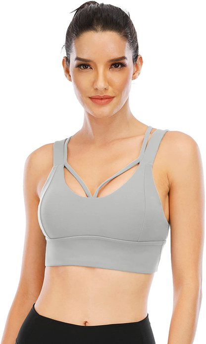 TASADA V-Neck Sports Bras for Women - Wirefree Padded Yoga Bra Running Workout Aesthetic Crop Tank Tops Apparel & Accessories > Clothing > Underwear & Socks > Bras Kylie Max   