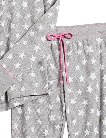Mae Women's Vintage Thermal Henley Long Sleeve Top with Jogger Pajama Set Apparel & Accessories > Clothing > Sleepwear & Loungewear > Pajamas Mae   