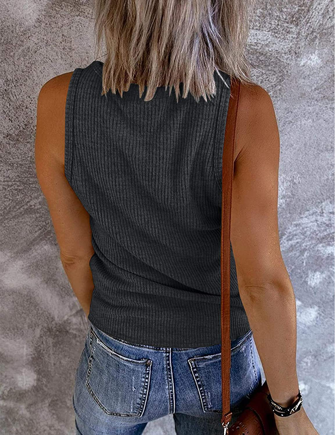 MEROKEETY Womens V Neck Tank Tops Summer Sleeveless Ribbed Button Casual Henley Shirts Apparel & Accessories > Clothing > Activewear Kylie Max   