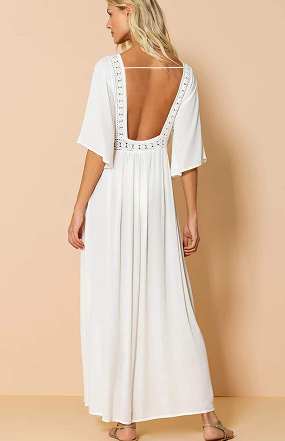 Wander Agio Womens Bikini Cover Ups Beach Casual Dress Coverup Swimsuits Long Cardigan Button Black Apparel & Accessories > Clothing > Swimwear Kylie Max   
