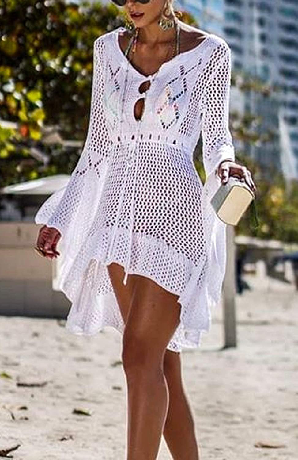 Wander Agio Beach Tops Sexy Perspective Cover Dresses Bikini Cover-Ups Net Coverups Apparel & Accessories > Clothing > Swimwear Kylie Max   