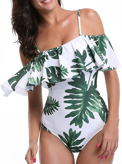 Women One Piece Bathing Suit Printed Shoulder Straps Ruched Swimwear Bikini S. Apparel & Accessories > Clothing > Swimwear Kylie Max   