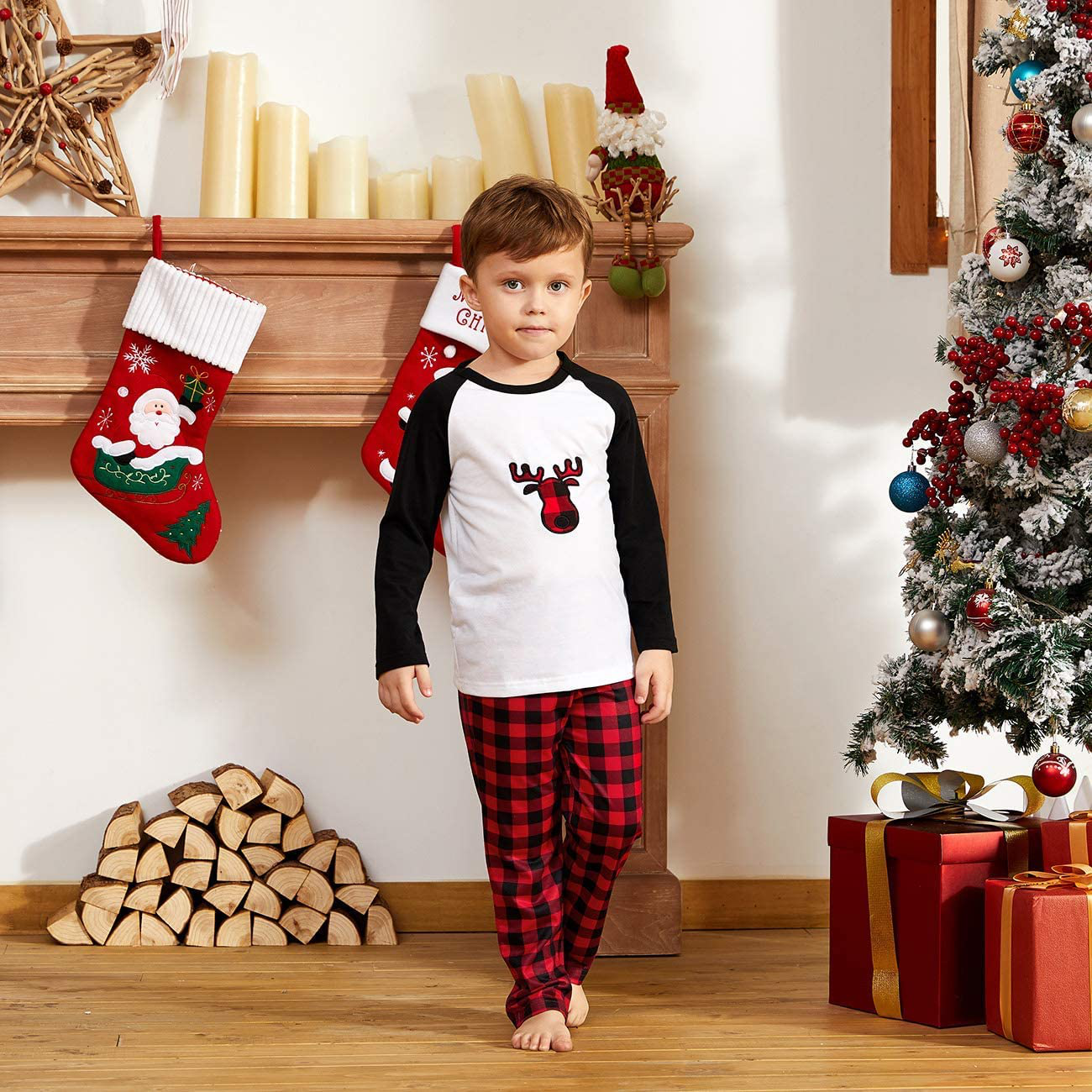 IFFEI Matching Family Pajamas Sets Christmas Pj'S with Deer Long Sleeve Tee and Plaid Pants Loungewear Apparel & Accessories > Clothing > Sleepwear & Loungewear > Pajamas Kylie Max   