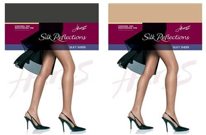 Hanes Women'S Control Top Reinforced Toe Silk Reflections Panty Hose Apparel & Accessories > Clothing > Underwear & Socks > Shapewear Hanes Barely Black/Nude 2 C-D