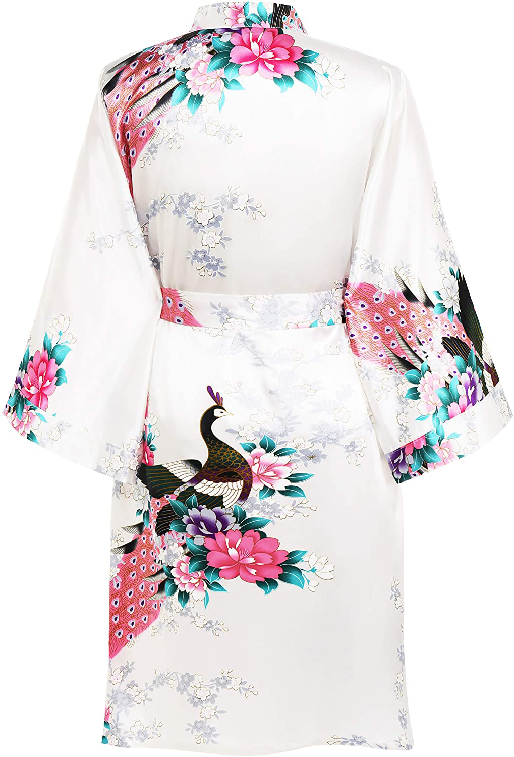 BABEYOND Short Kimono Robe Blouse Peacock Printed Kimono Cover up Loose Cardigen Apparel & Accessories > Clothing > Sleepwear & Loungewear > Robes KYLIE MAX   