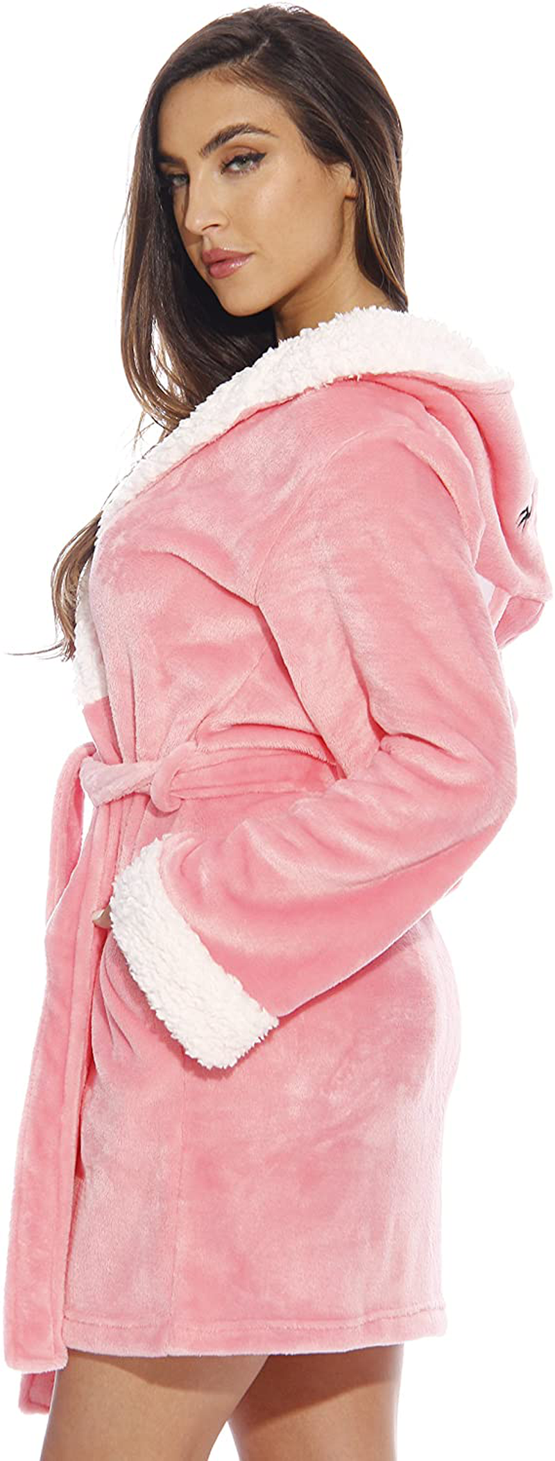 Just Love Critter Robe Sherpa Trim Velour Robes for Women Apparel & Accessories > Clothing > Sleepwear & Loungewear > Robes Kylie Max   
