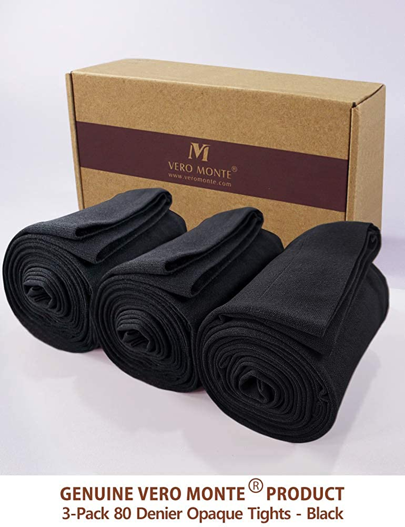 VERO MONTE 80D Opaque Tights for Women - 80 Denier Pantyhose Solid Footed Tights Apparel & Accessories > Clothing > Underwear & Socks > Shapewear VERO MONTE   