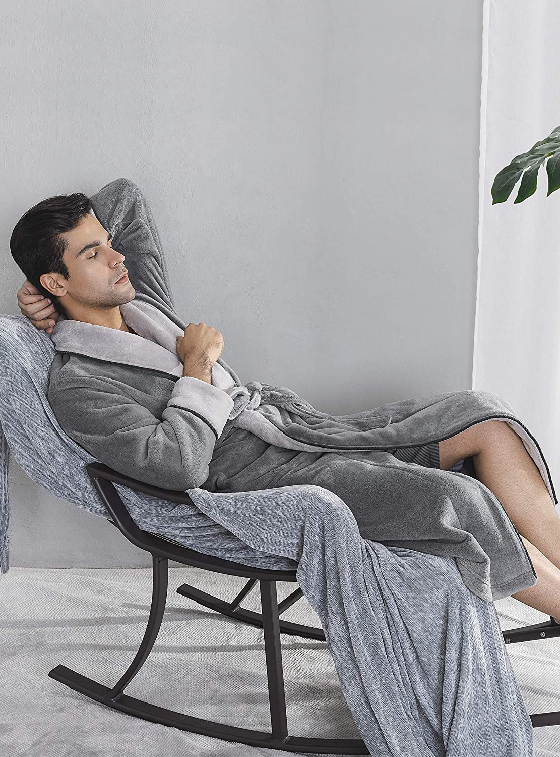 DAVID ARCHY Men'S Coral Fleece Plush Robe Shawl Collar Heavyweight Full Length Long Big and Tall Warm Bathrobe Apparel & Accessories > Clothing > Sleepwear & Loungewear > Robes Kylie Max   