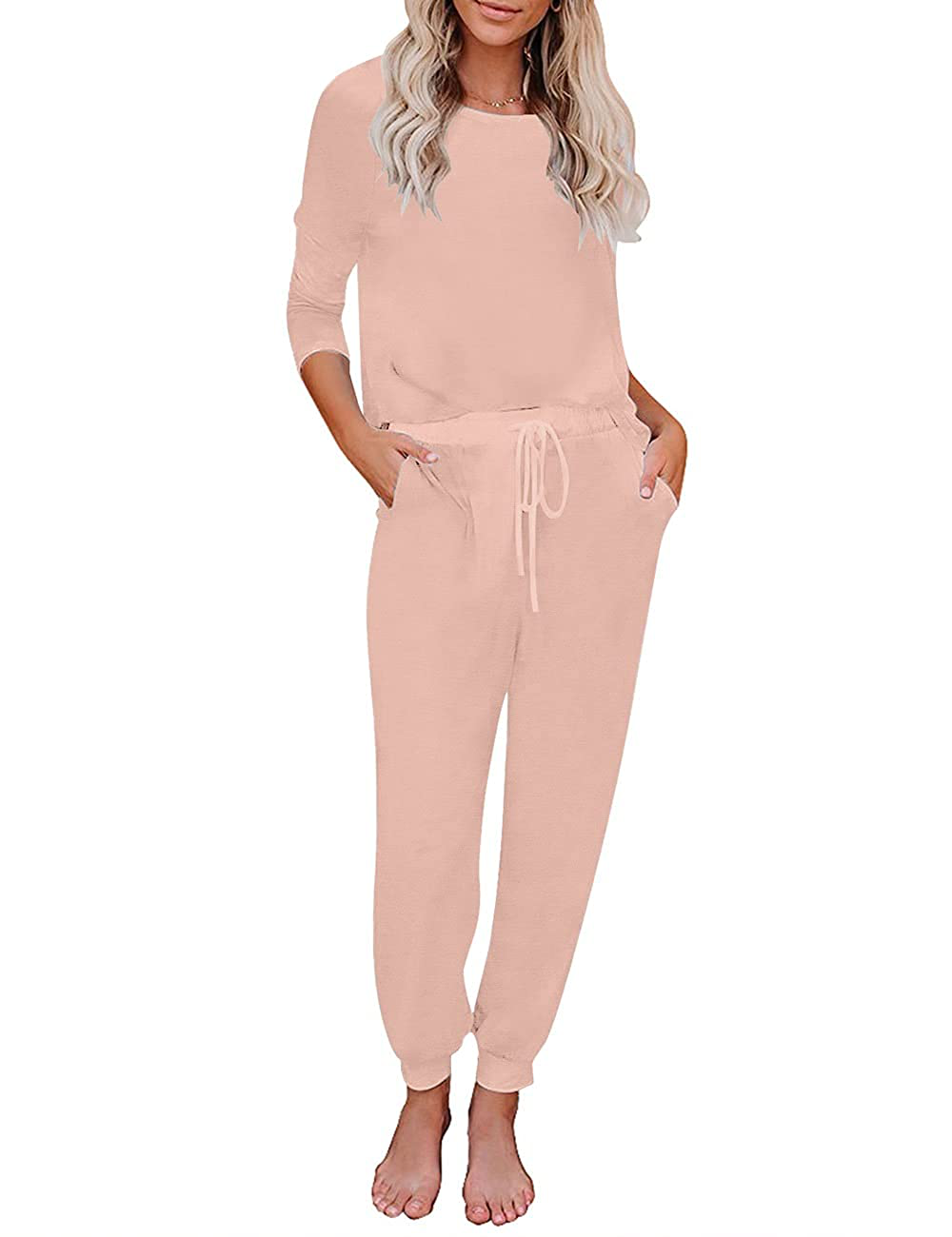 luvamia Women Tie Dye Pajama Sets Long Sleeve Tops and Pants PJ Sets Joggers Loungewear Sleepwear Apparel & Accessories > Clothing > Sleepwear & Loungewear > Pajamas KYLIE MAX Y Pink Small 