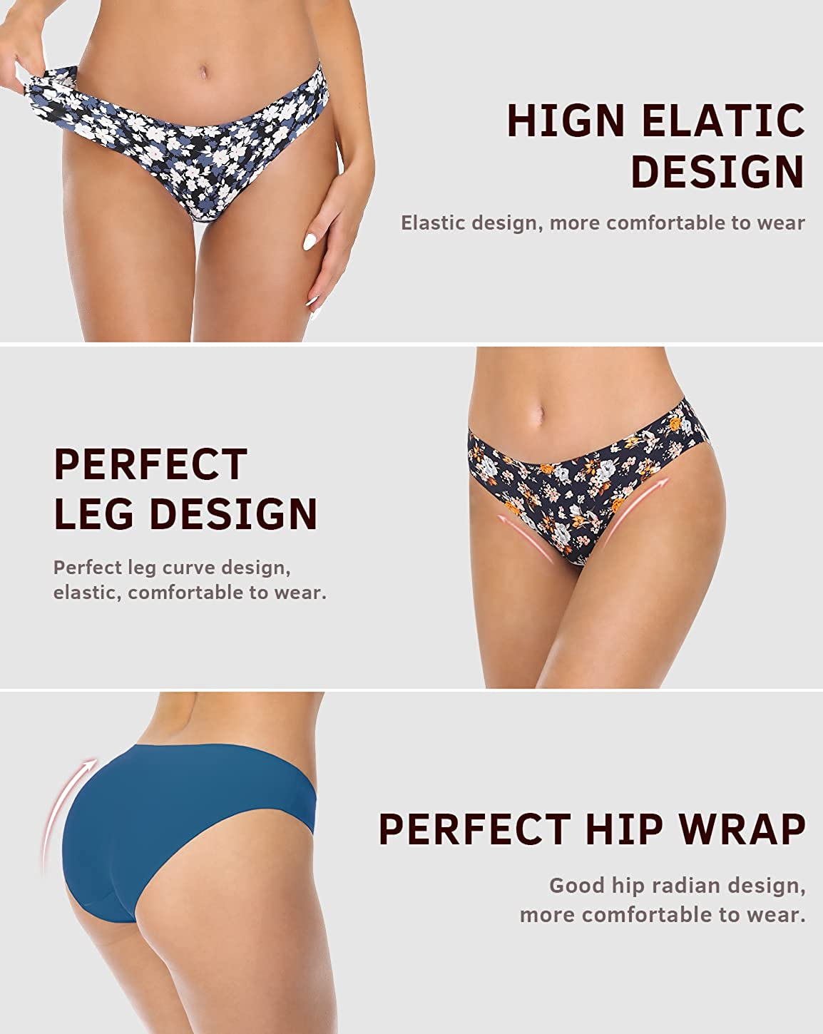 GNEPH Women'S Seamless Underwear No Show Panties Soft Stretch Bikini Ladies Hipster Underwears 5Pack Apparel & Accessories > Clothing > Underwear & Socks > Underwear GNEPH   