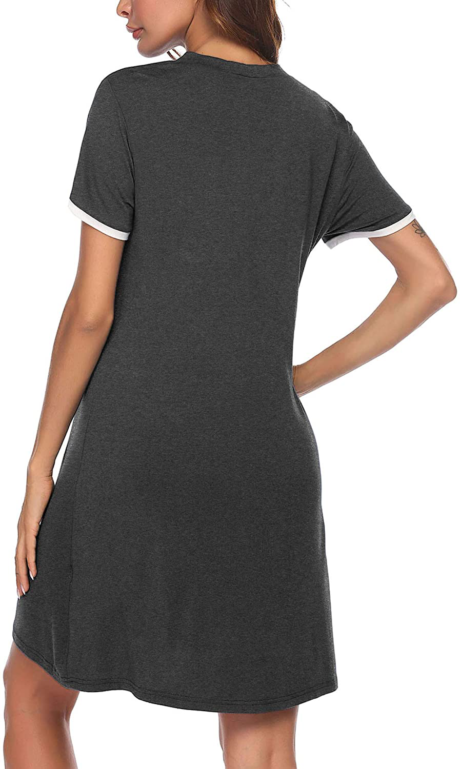 Ekouaer Short Sleeve Nightgowns for Women, Women'S Button down Sleepwear Classical Sleep Shirt Dress Apparel & Accessories > Clothing > Sleepwear & Loungewear > Nightgowns Kylie Max   