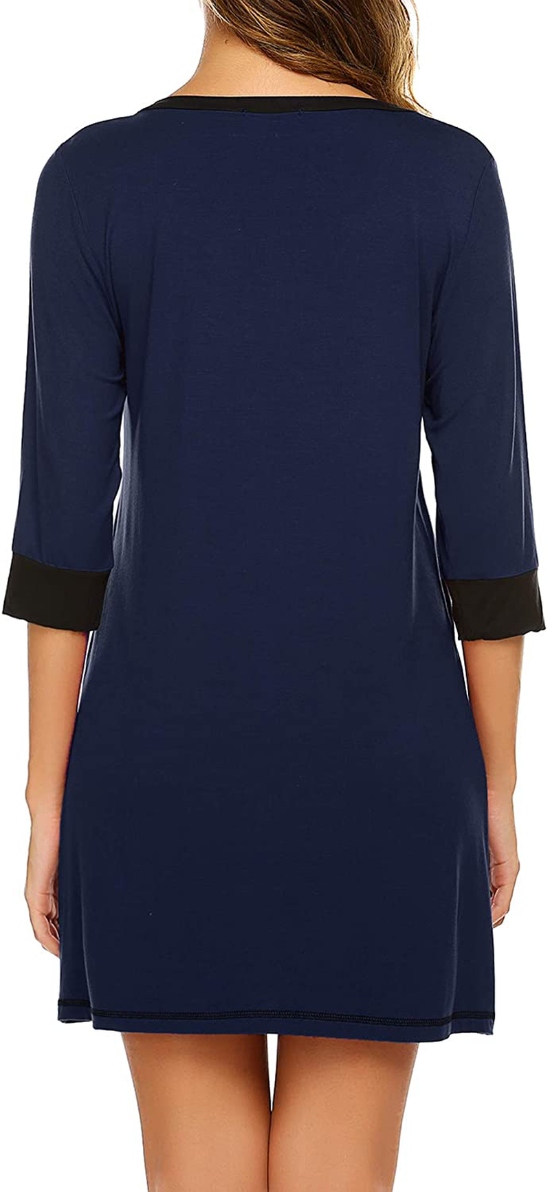 Ekouear Sleepshirts Womens Nightgowns Soft Sleepwear 3/4 Sleeve Night Shirts V Neck Sleep Dress Loose Nighties Apparel & Accessories > Clothing > Sleepwear & Loungewear > Nightgowns Kylie Max   